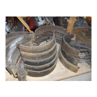 Various brake shoes and drums