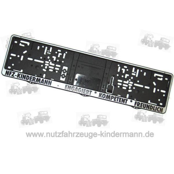 License plate holder with company imprint, for standard size approx. 52 cm plate width