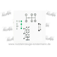 Schaltschema U 421 "G" Getriebe (6 Gang) mit Nebanabtrieb