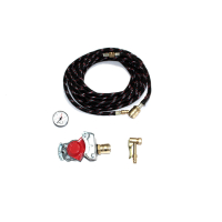 Tire inflation kit with pressure gauge